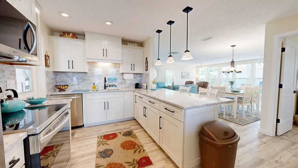 Kitchen is fully stocked with all your cooking needs.