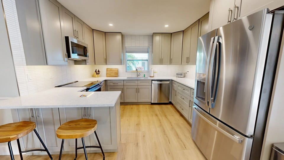 Kitchens fully stocked for all your cooking needs.