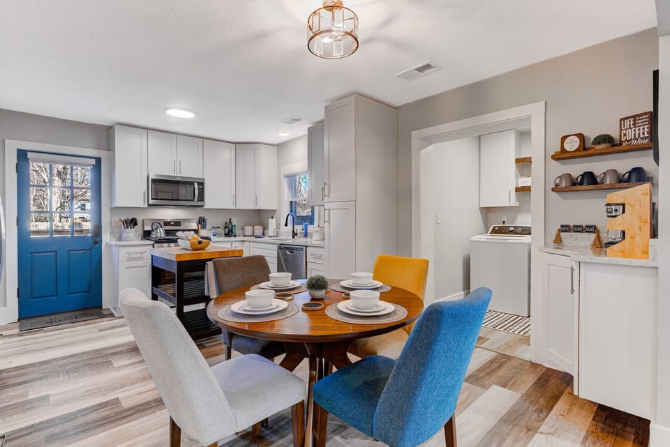 Our fully stocked kitchen allows you to stay in and enjoy a home cooked meal.