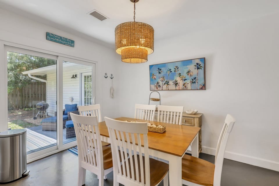 Dining area seats six