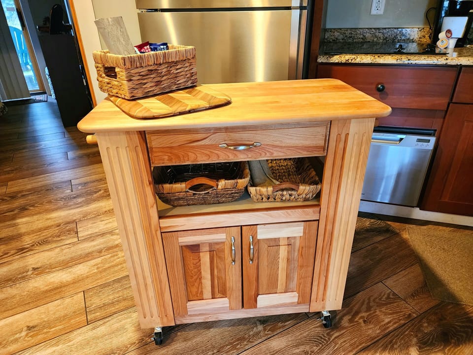 Rolling kitchen island. place it where you need it.