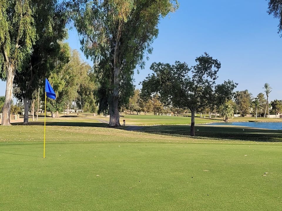 Fairway #1 green looking south to #2 tee box