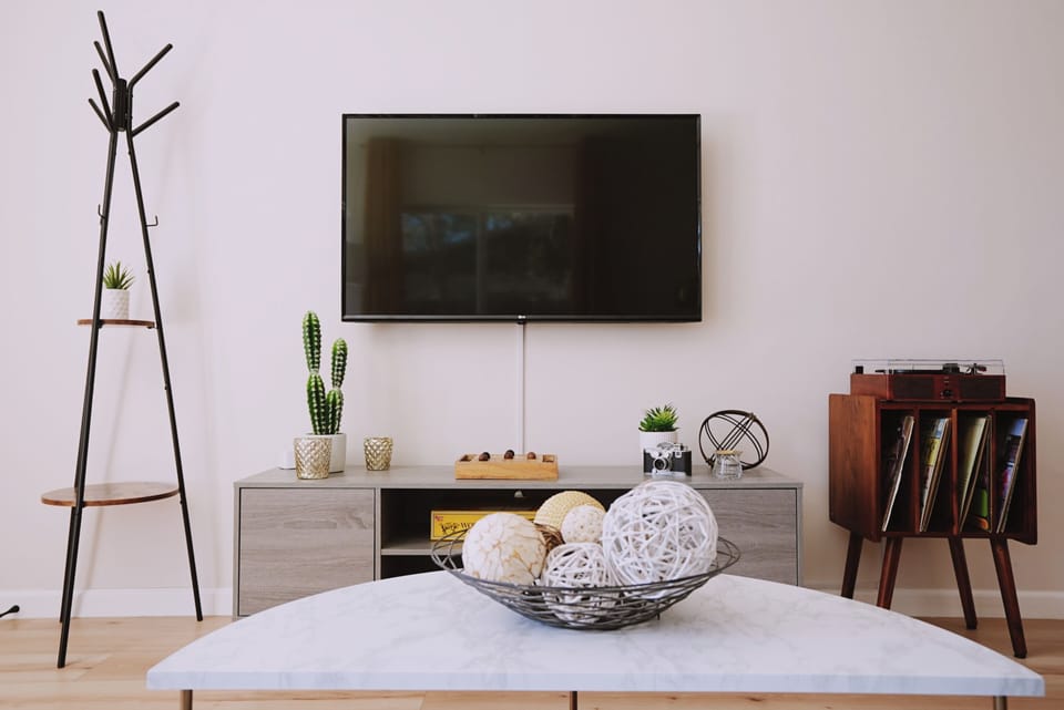 Smart TV with wifi access, bring your passwords, and Blue-rays for the old skool