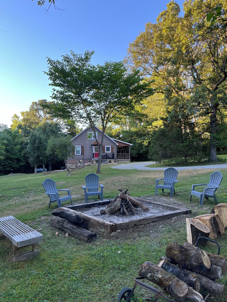 Home, fire pit and grounds