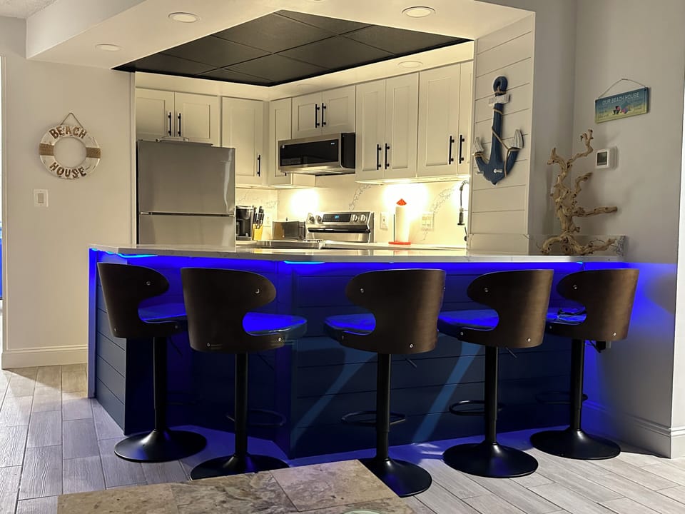 Newly renovated kitchen, under counter lights