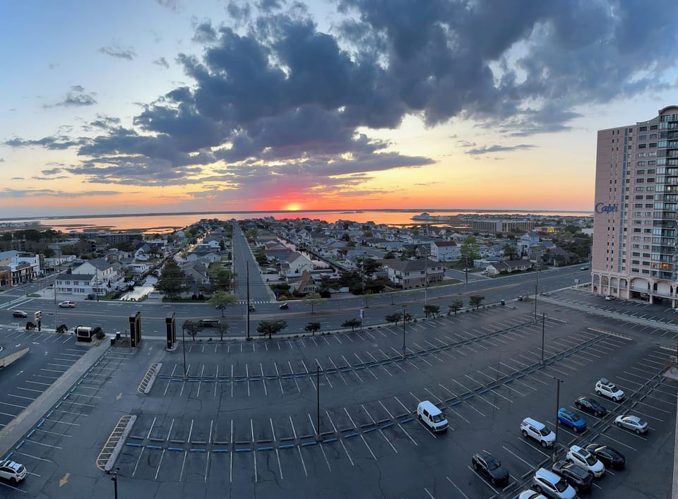 Sunset over bay view from front bedroom window