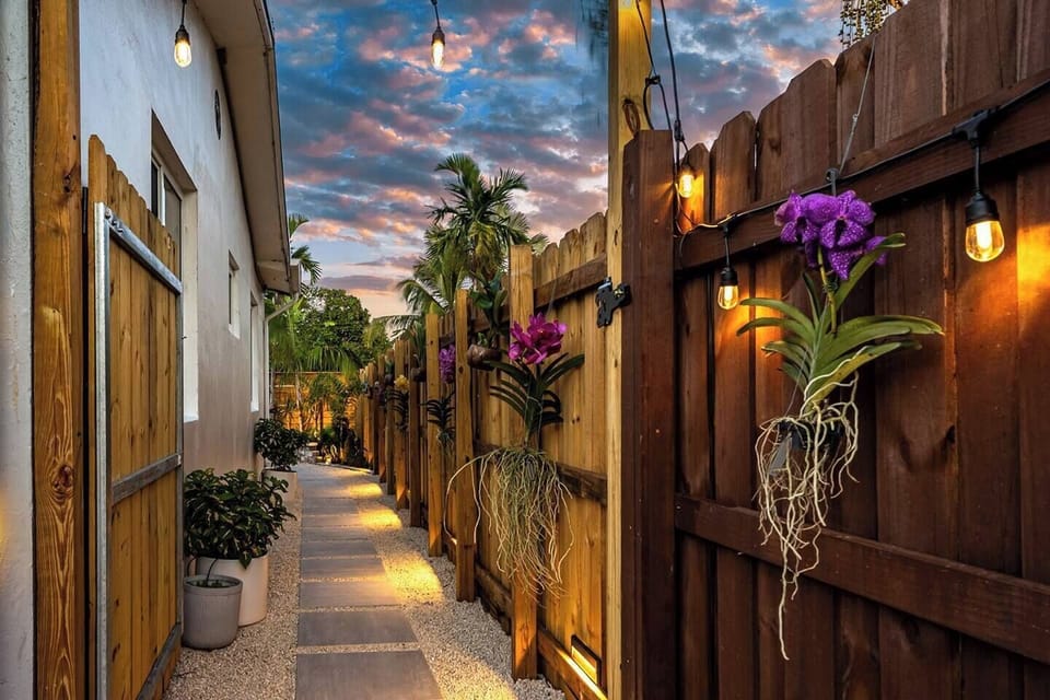 Custom lighting design to light your way in and out, and to add ambiance, elevating your evening hangout.