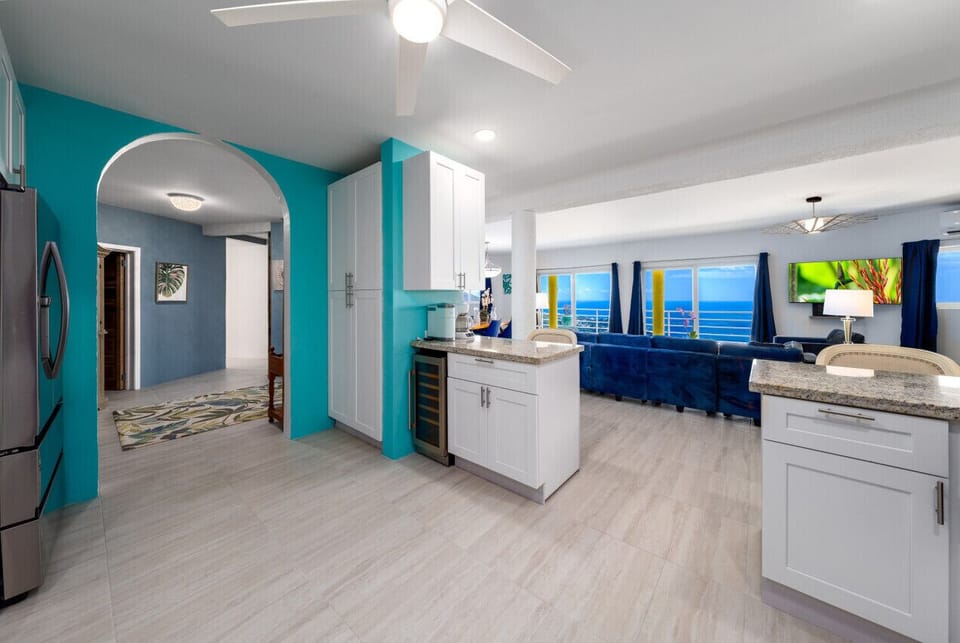 The spacious, modern kitchen (lower level).