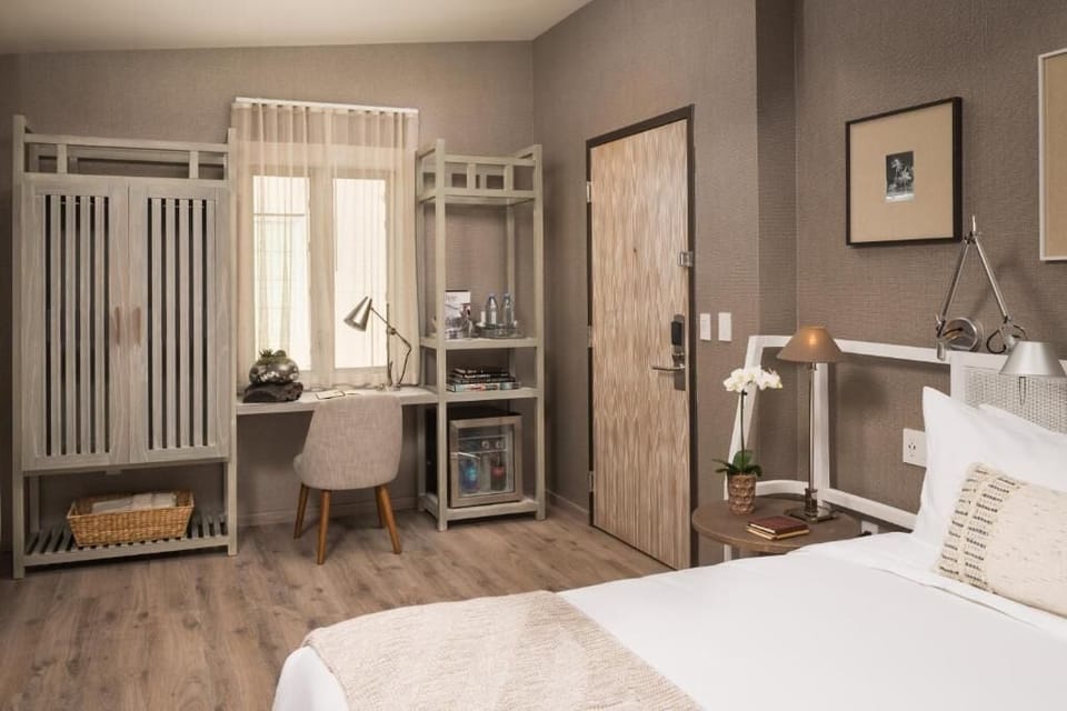 Arrive to thoughtful storage and a cozy nook to recharge.