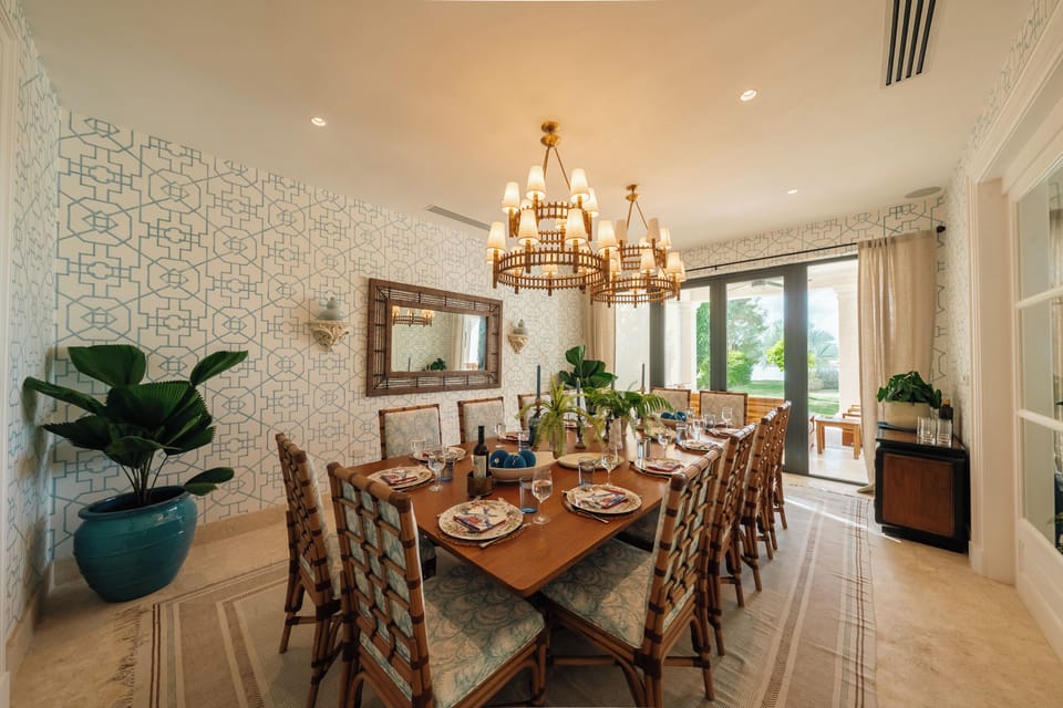 Indoor Dining Room w Dominican Oak Custom Table