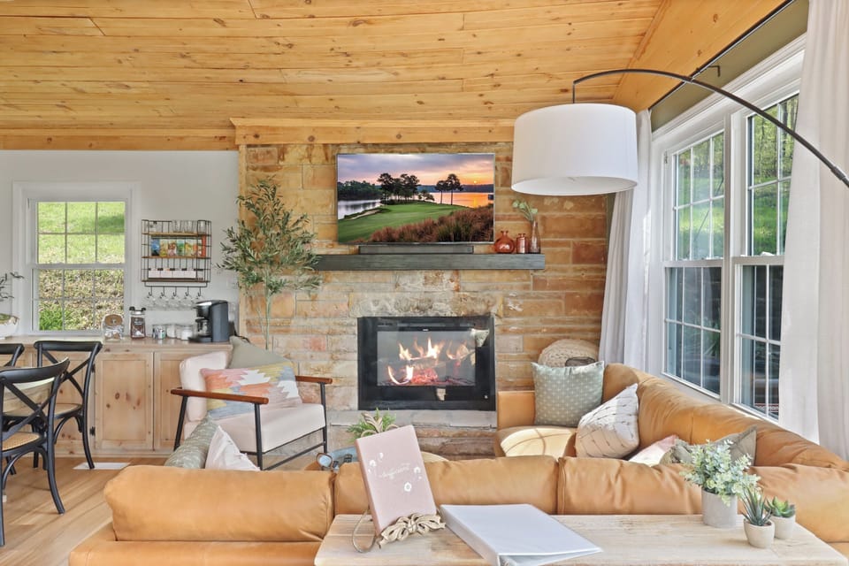 Living room with electric fireplace