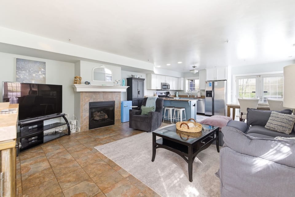 Comfortable main living room perfect for movie nights and relaxing after the beach
