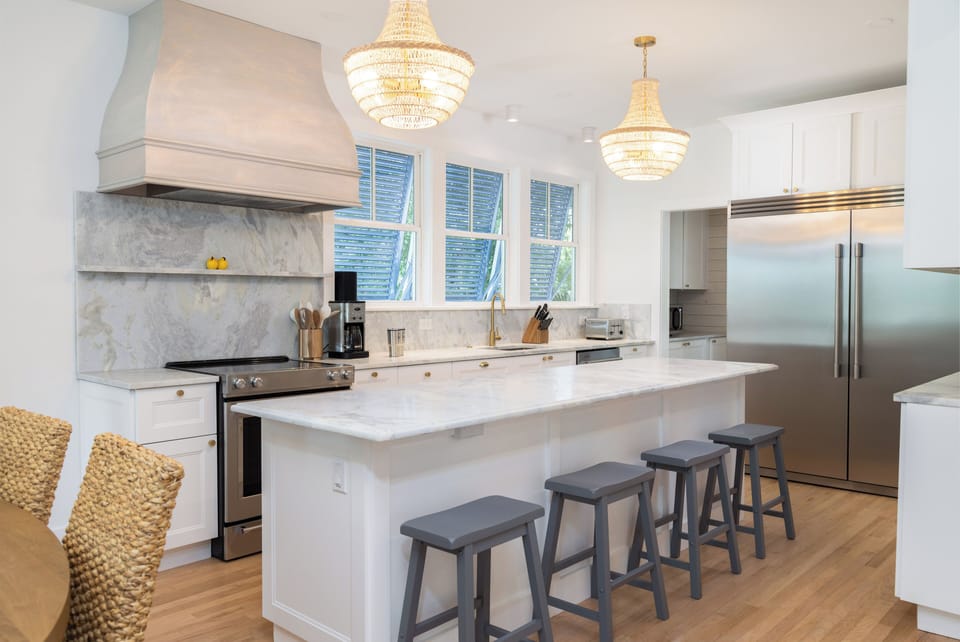 Bright Kitchen with ample counter space and stainless steel appliances