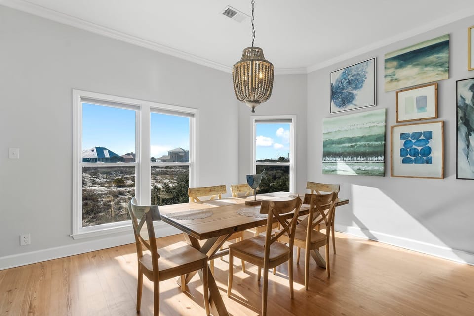 Dining table with seating for six