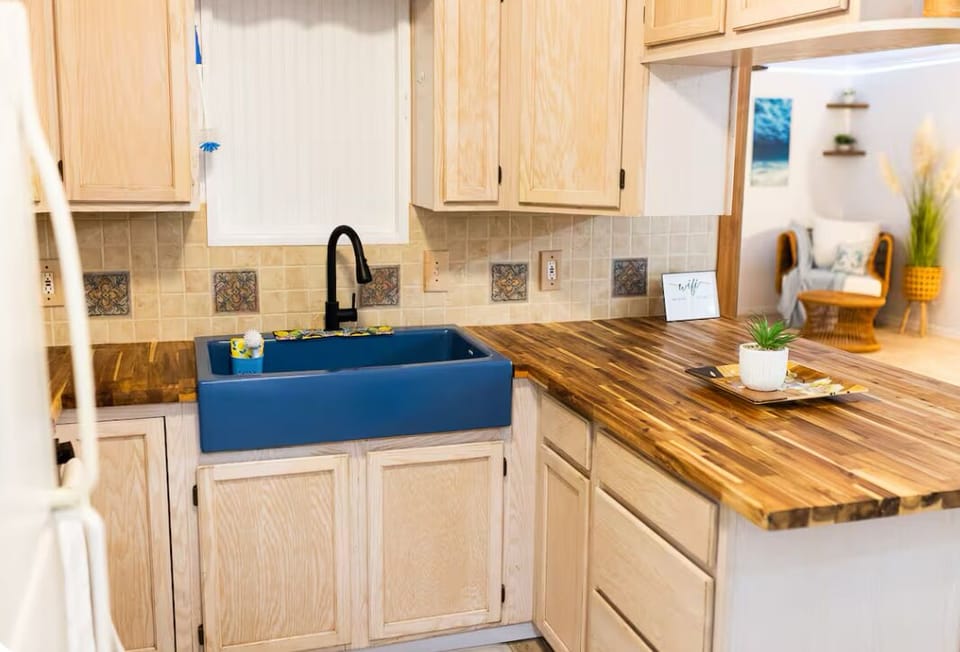 Kitchen with butcher block