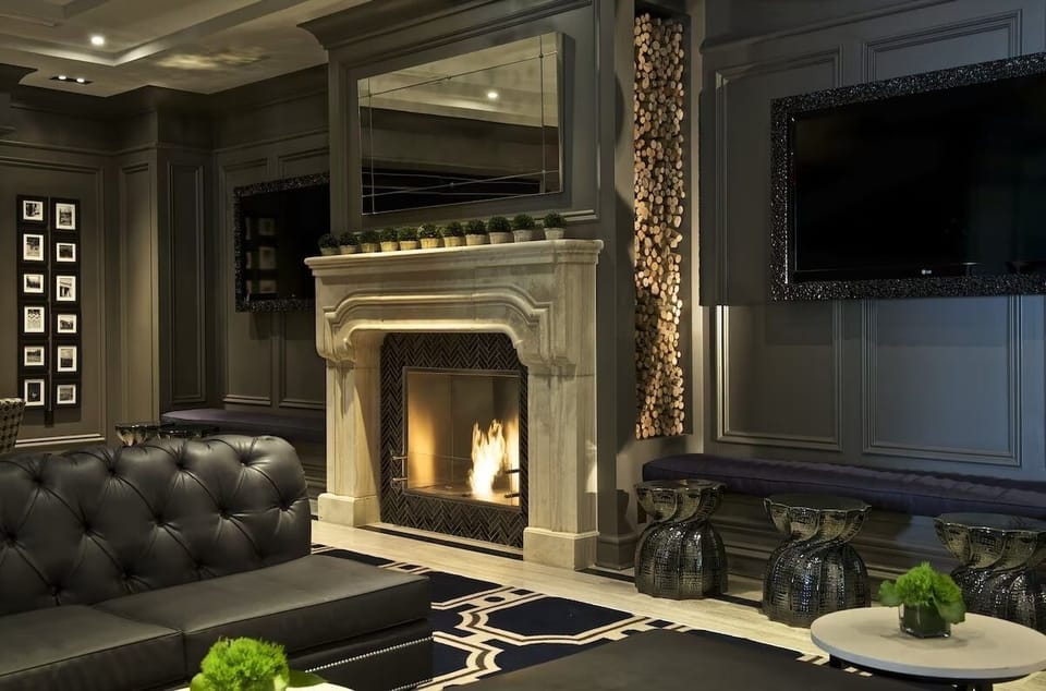 Gather by the glowing fireplace for cozy evening conversations.