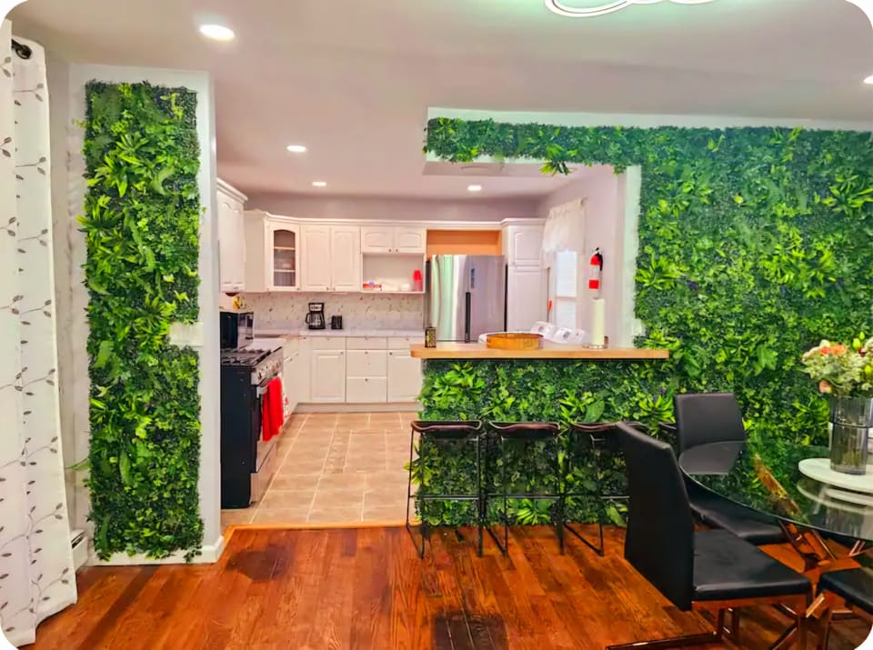 Some greenery before the kitchen space 