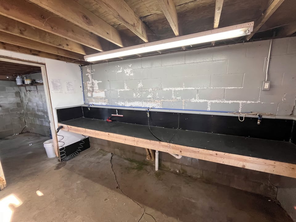 Fish cleaning shack to the west of Walleye Retreat just south of the docks.