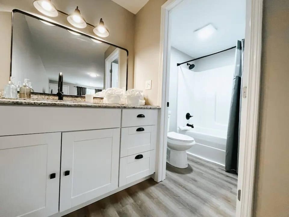 Bathroom with a spacious vanity that's perfect for your morning routine.