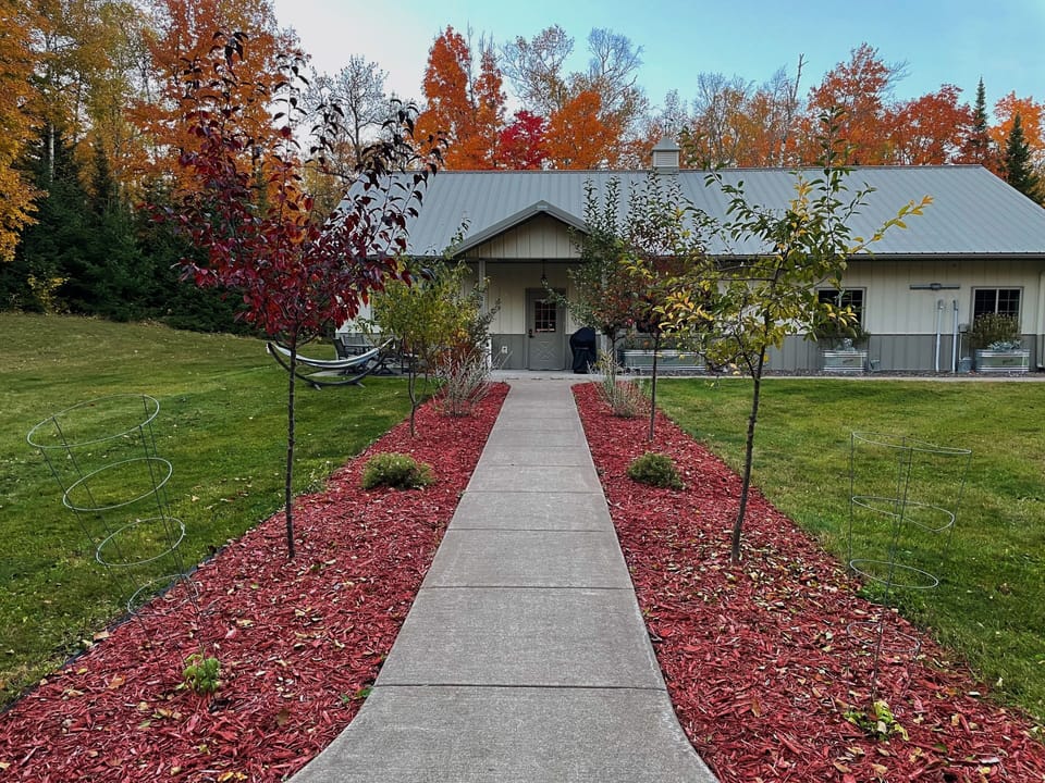 Walkway from fire pit to home