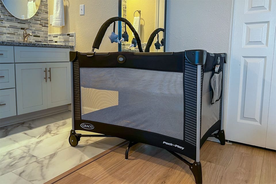 Pack N Play and highchair for our younger guests.