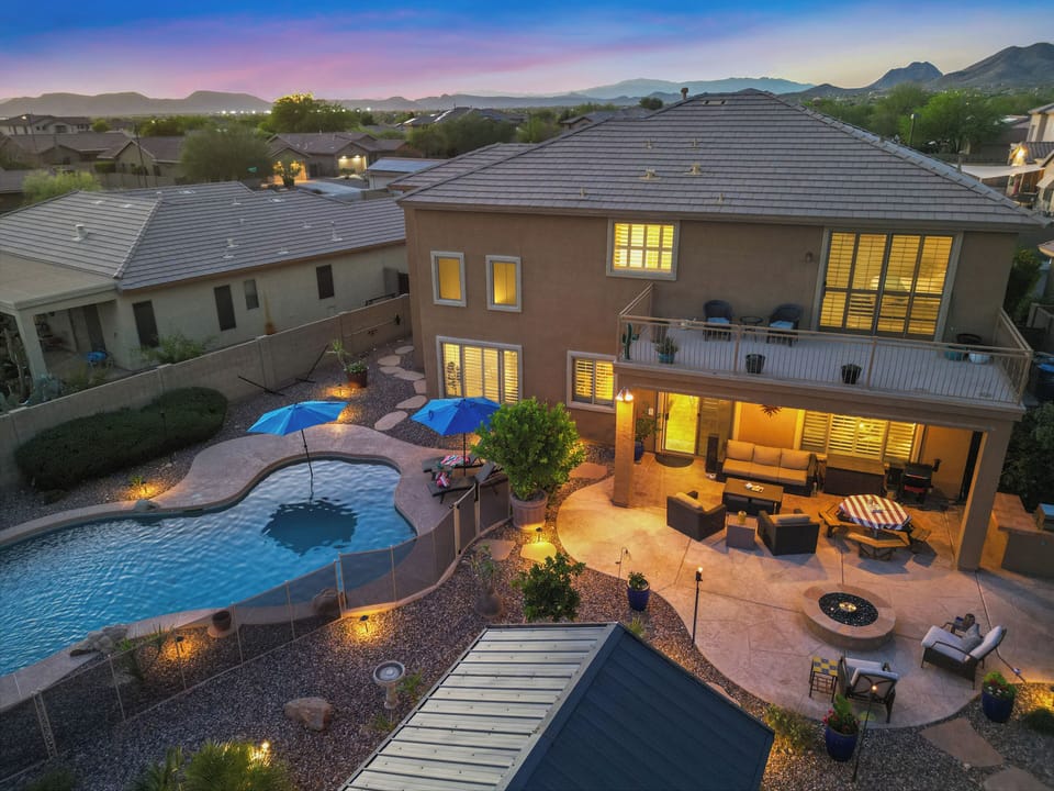 The backyard is a gorgeous oasis!