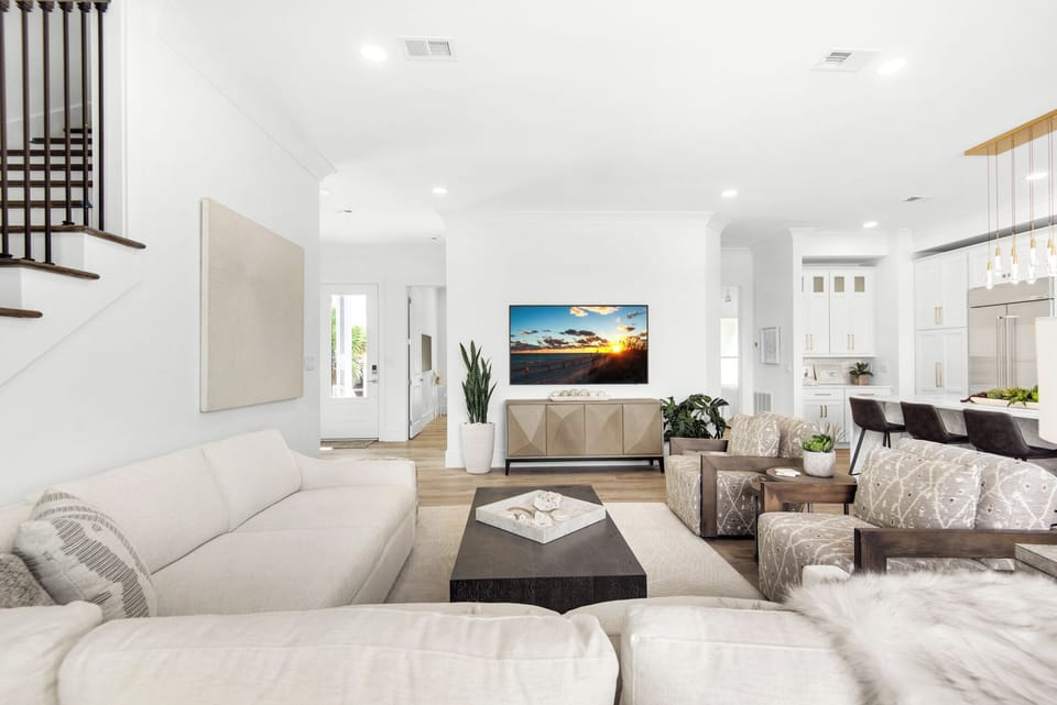 Living room with flat screen