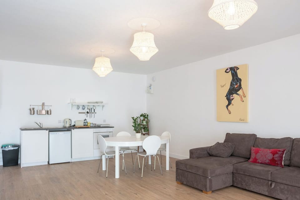 The light, open-plan living space 