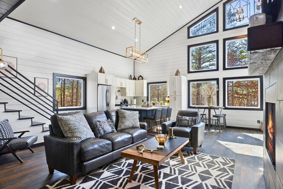 Our living room is designed to host memories, featuring spacious interiors that blend rustic charm with contemporary elegance, ideal for family gatherings or quiet evenings.
