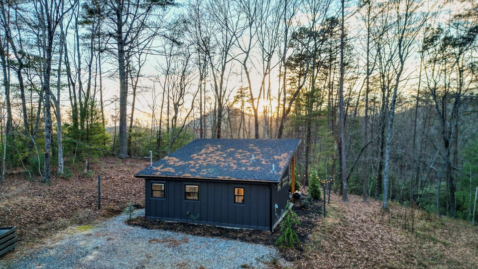 Views from Timber For Two. Large private parking in the gravel area.