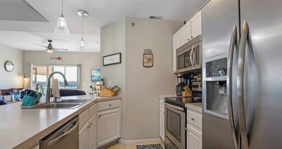 Kitchen is set up for family cooking.