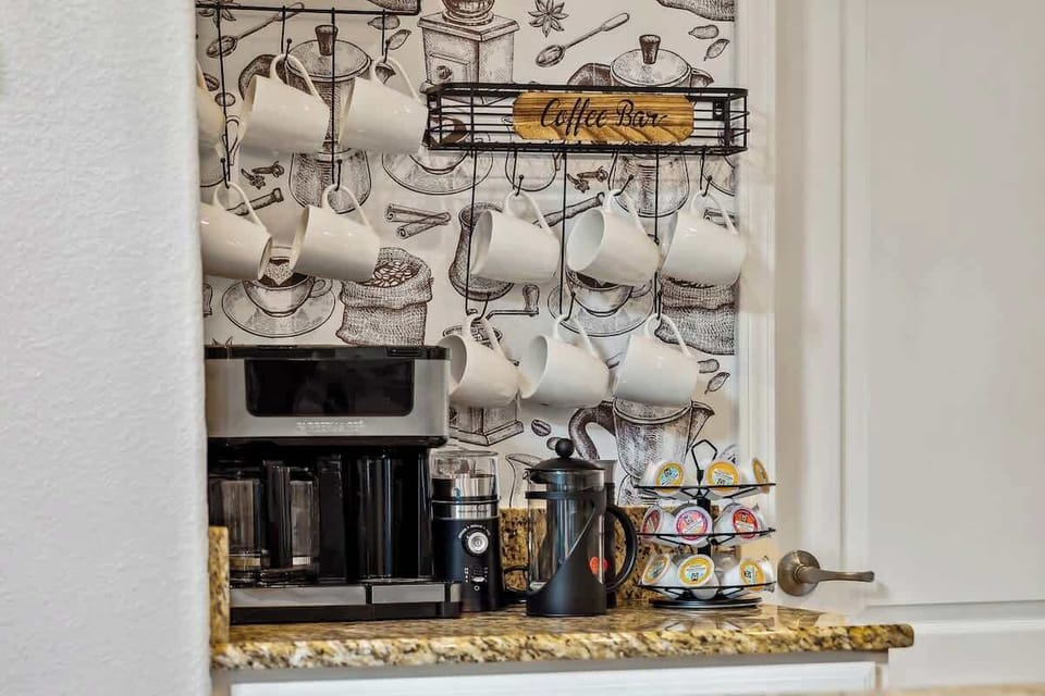 Indulge in gourmet creations or simply brew a perfect cup at our stylish coffee bar