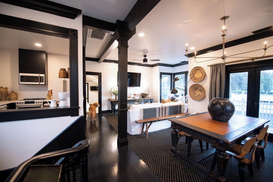 kitchen, living, dining