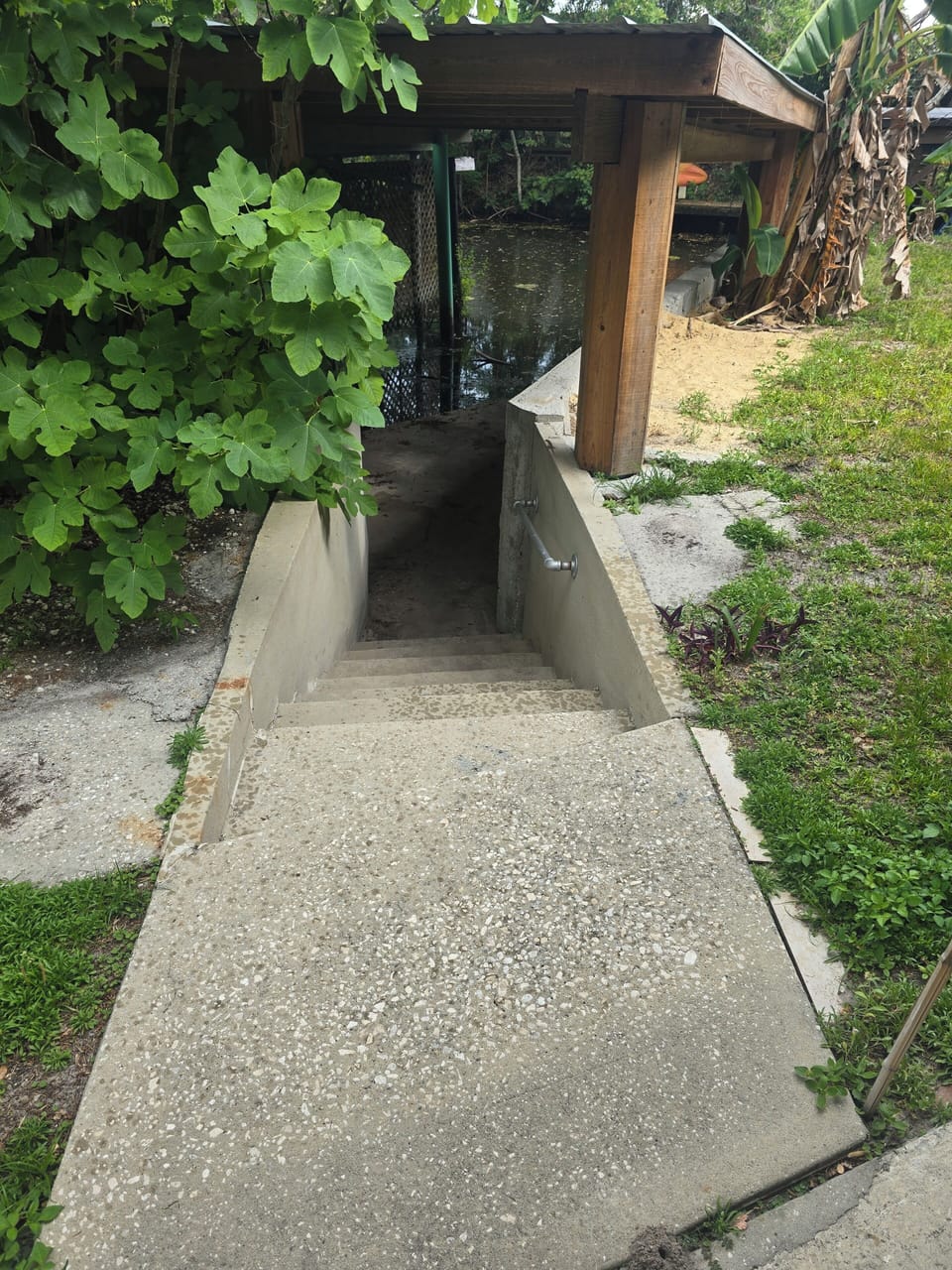 Walk way down to the water access on property.