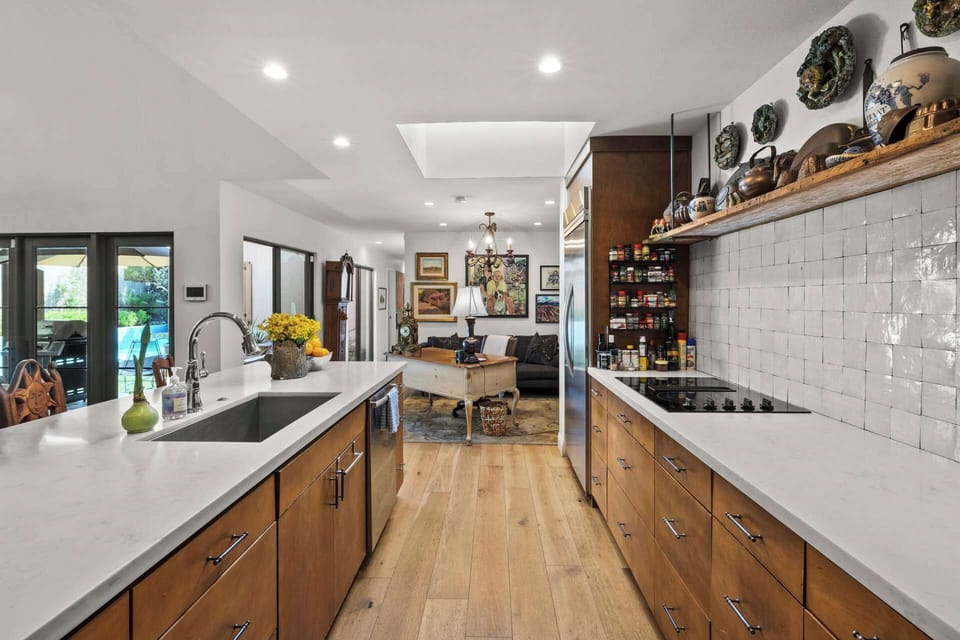 View of the kitchen and office nook.