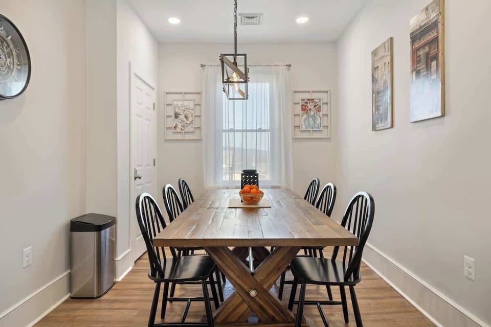 Spacious Kitchen with Chandelier