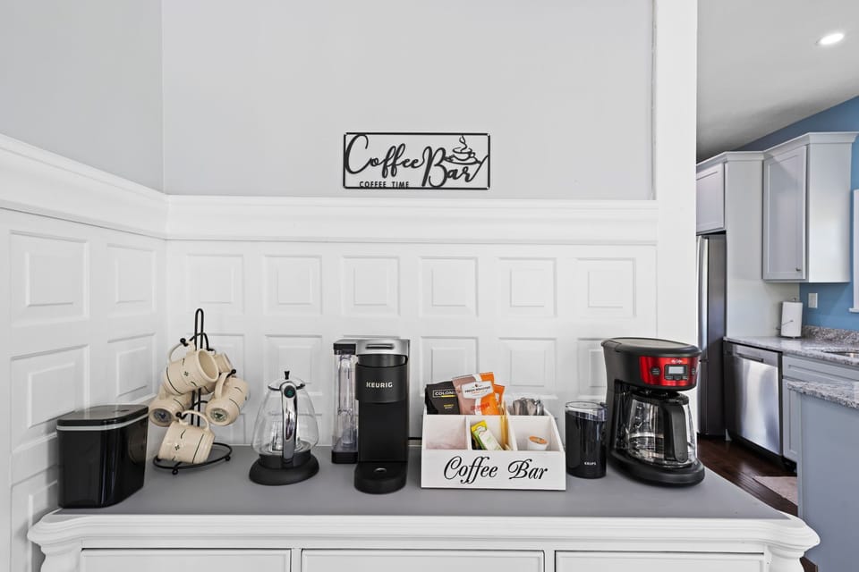 Coffee anyone? We provide a starter set of keurig pods, coffee bags and teas.