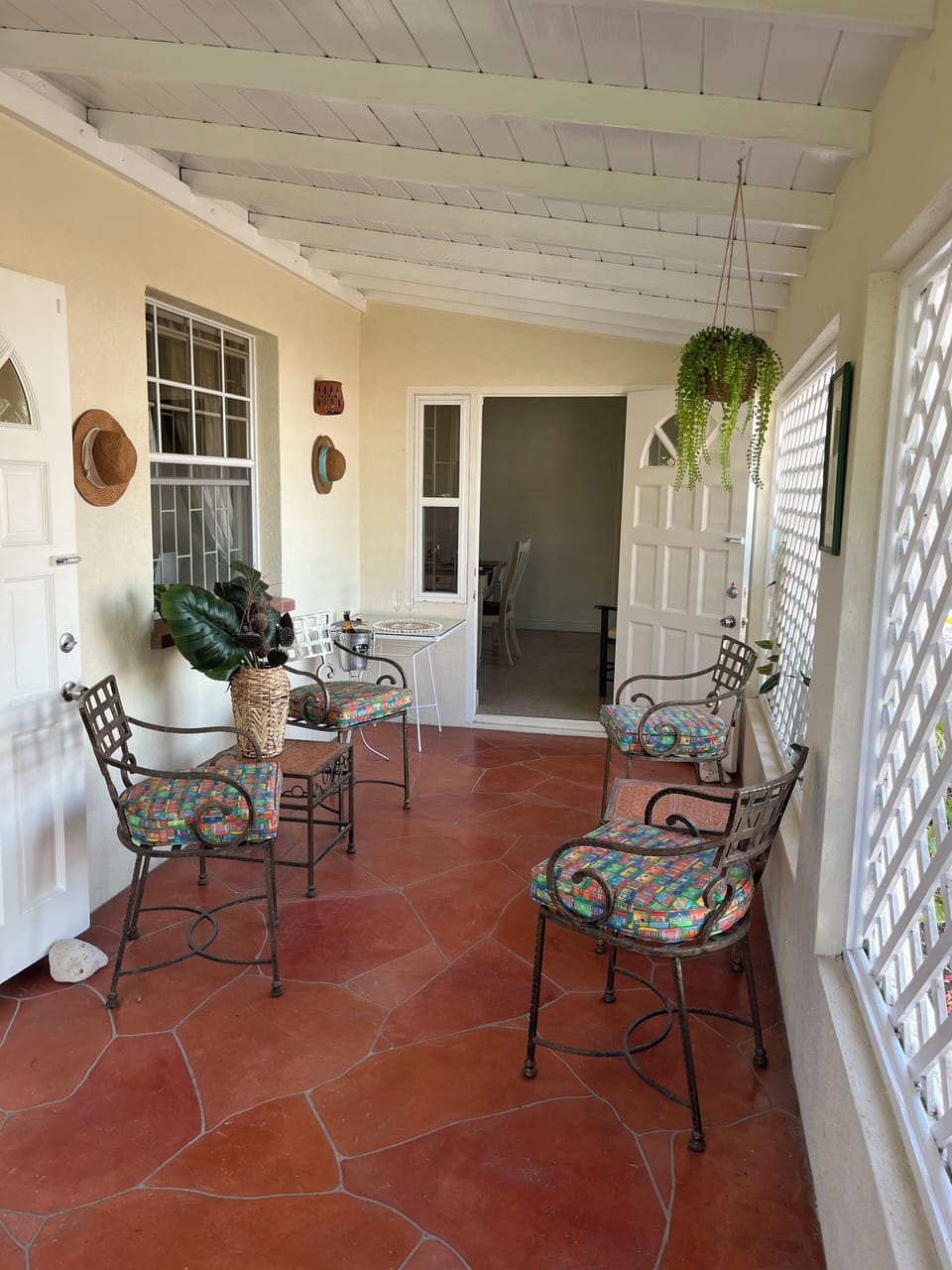 Side porch is covered
