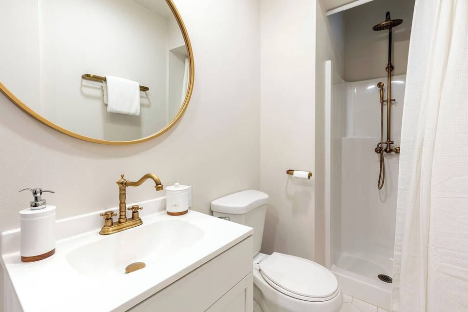 Step-in shower! (Please not this is a single person/smaller scale shower...)