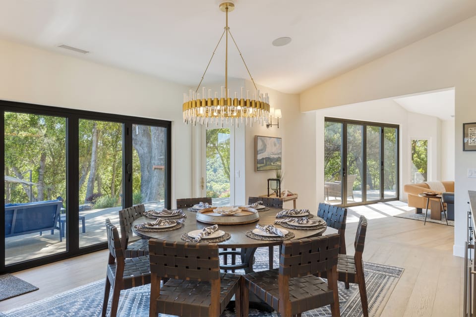 Bright, airy ambiance flows into the dining room.