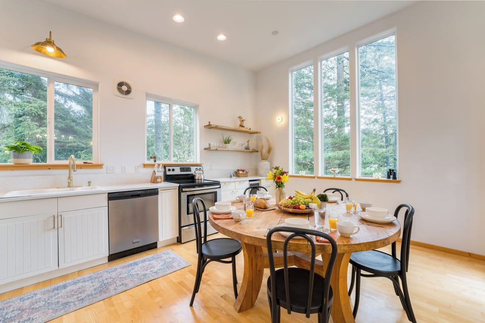 Enjoy a home-cooked meal around the dining table.