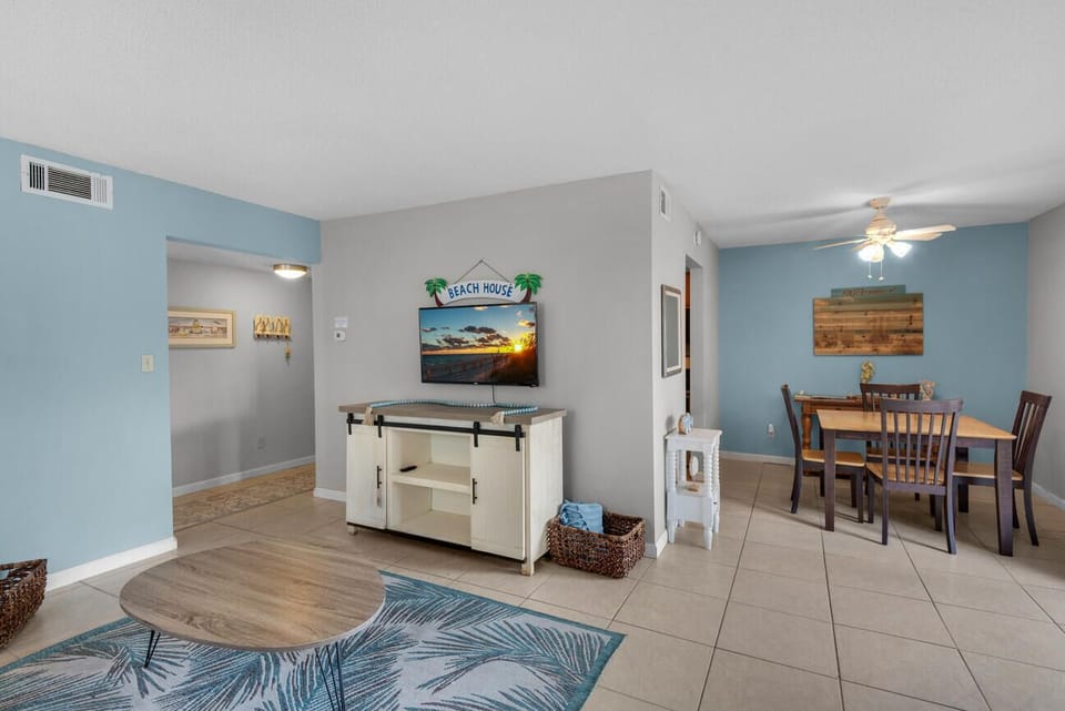 Enjoy a movie on the flat screen TV