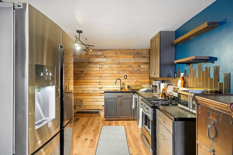 Kitchen has everything to make a simple meal