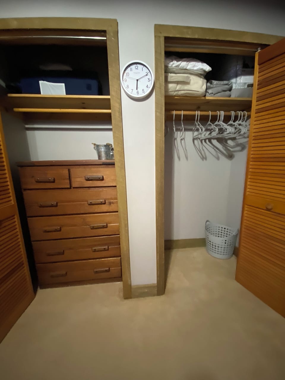 Master closets with lots of space.  Pack n Play stored for little ones as needed