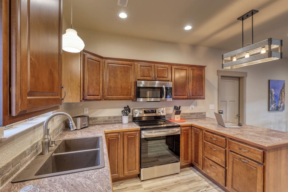 Stove and microwave. 