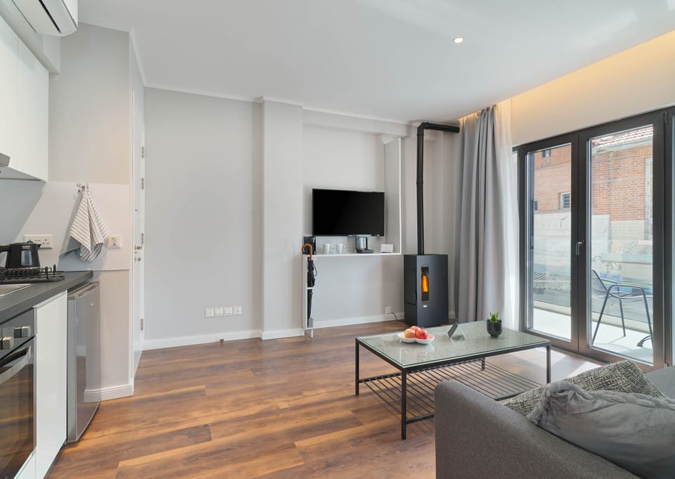 A wood (pellet) stove installed  in all rooms for a cosy atmosphere in winters's cold days.