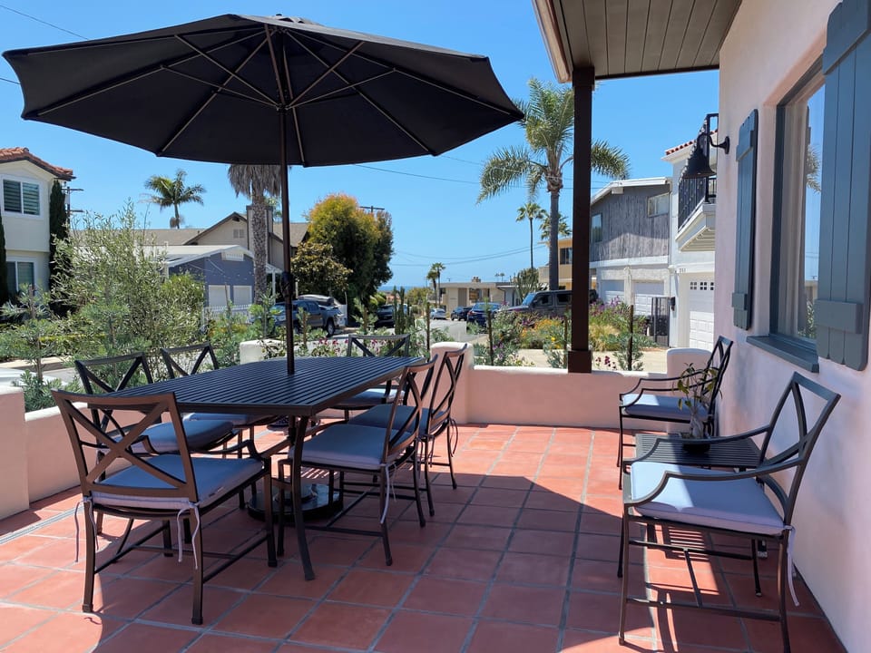 Front walled patio with ocean view