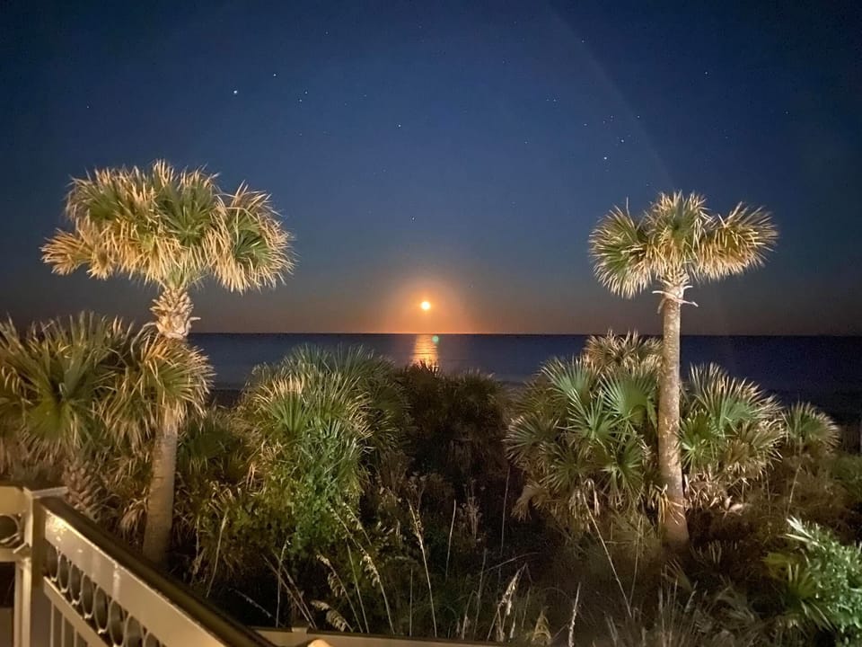 A beautiful full moon rise on the beach