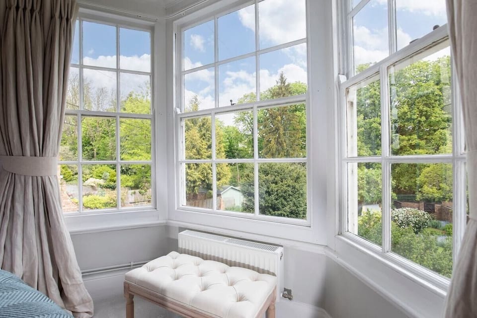 Bay window the Master Bedroom overlooking the peaceful rear of the property.