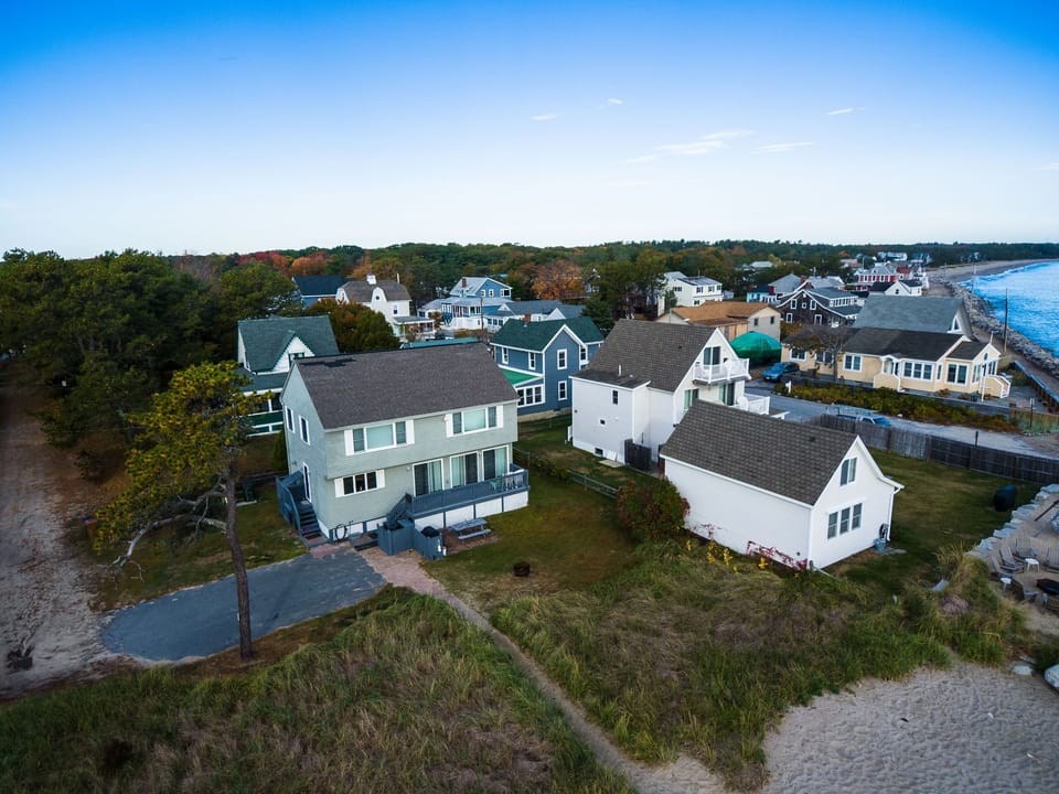 Aerial Front View - light green house